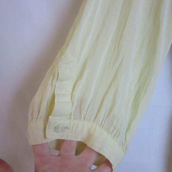 Free People Yellow Lace Tunic Button Front Sheer Blouse Women's 10 - Picture 6 of 10